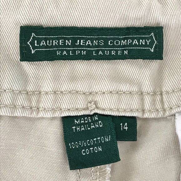 Lauren Jeans Co. Twill Shorts Women's Plus Size 14 Khaki 100% Cotton High Rise - Picture 8 of 9